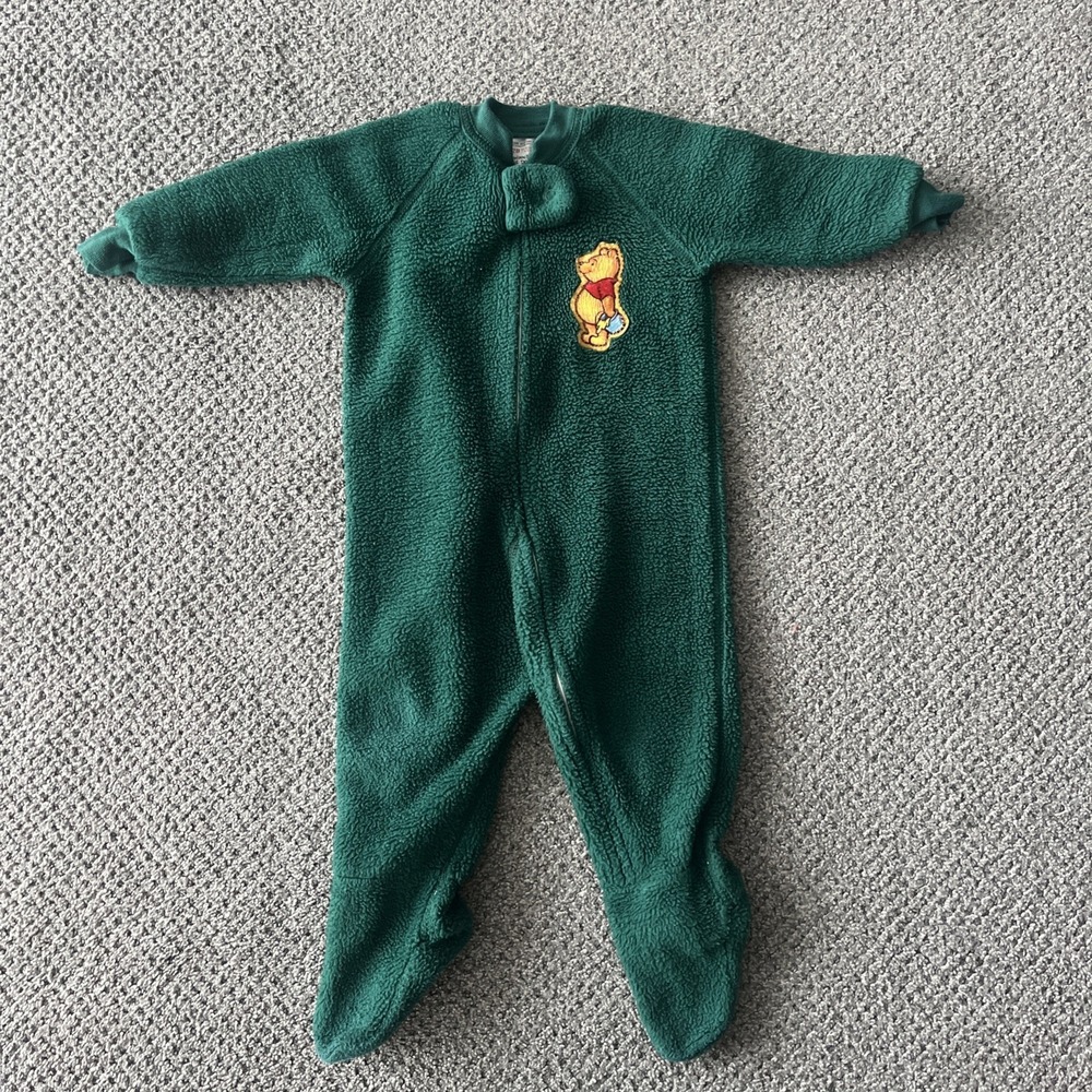 Vintage Winnie The Pooh Fleece Sleeper Romper One Piece. 12 Month. 17-21 Lbs. 2B
